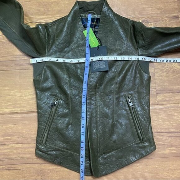 New Veda‎ x Lazerade Domino Moto Jacket Textured Leather Women Size XS NWT - Picture 6 of 9